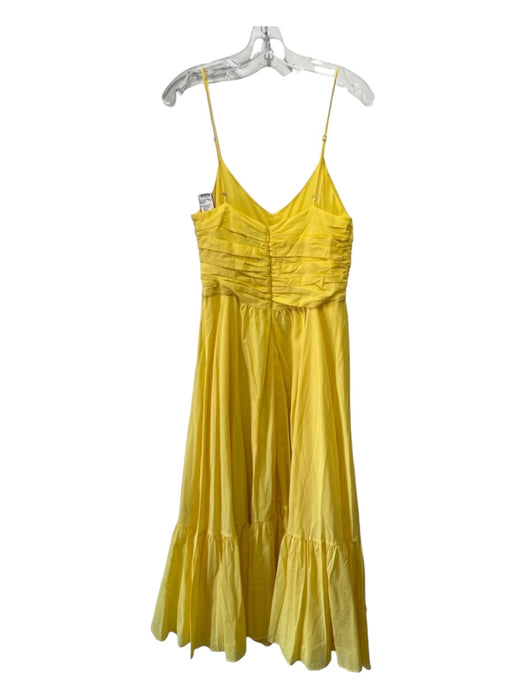 G. Label by Goop Size 6 Yellow Cotton Ruched Bodice Spaghetti Strap Midi Dress Yellow / 6