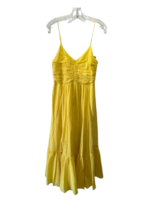 G. Label by Goop Size 6 Yellow Cotton Ruched Bodice Spaghetti Strap Midi Dress Yellow / 6