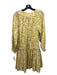 Cara Cara Size M Yellow & White Cotton Floral Long Sleeve Drop Waist Dress Yellow & White / M