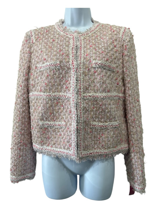 Giambattista Valli Size 44/M Pink, Taupe, White cotton & polyamide Tweed Jacket Pink, Taupe, White / 44/M