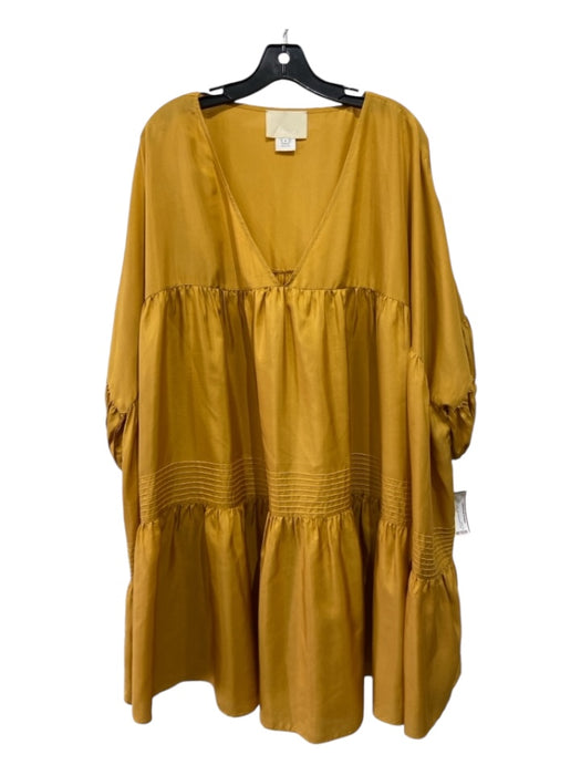 Anaak Size 0 Mustard Yellow Silk Scoop Neck Long Sleeve Dress Mustard Yellow / 0