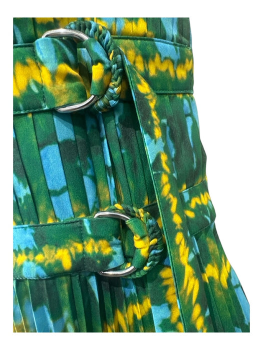 Altuzarra Size 42/L Green, Yellow, Blue Polyester Pleated Tie Dye Dress Green, Yellow, Blue / 42/L