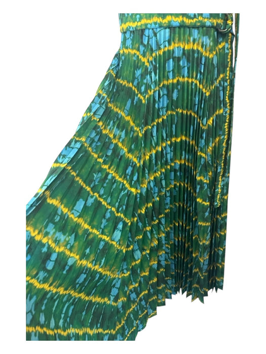 Altuzarra Size 42/L Green, Yellow, Blue Polyester Pleated Tie Dye Dress Green, Yellow, Blue / 42/L