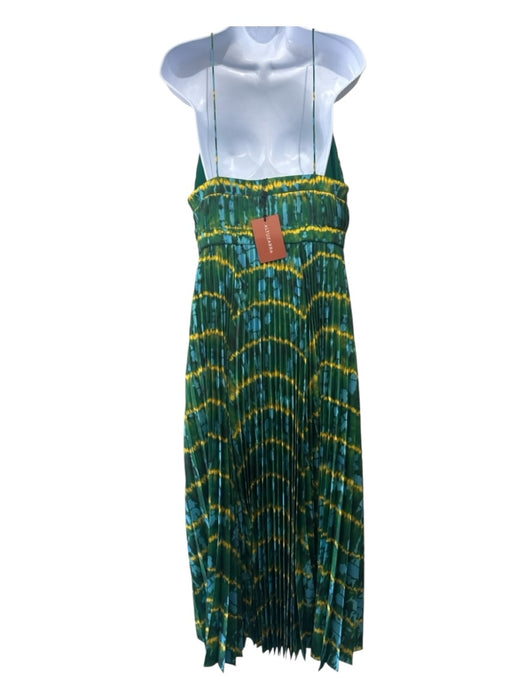 Altuzarra Size 42/L Green, Yellow, Blue Polyester Pleated Tie Dye Dress Green, Yellow, Blue / 42/L