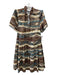 Hunter Bell Size M Brown, Cream, Blue Cotton V Neck Abstract Knee length Dress Brown, Cream, Blue / M