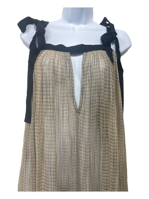 Ulla Johnson Size L Cream & Black Silk & Cotton Gauze Ribbon Straps Dress Cream & Black / L