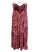 Emporio Sirenuse Size 44/M Pink & Red Cotton Boning Strapless Abstract Dress Pink & Red / 44/M