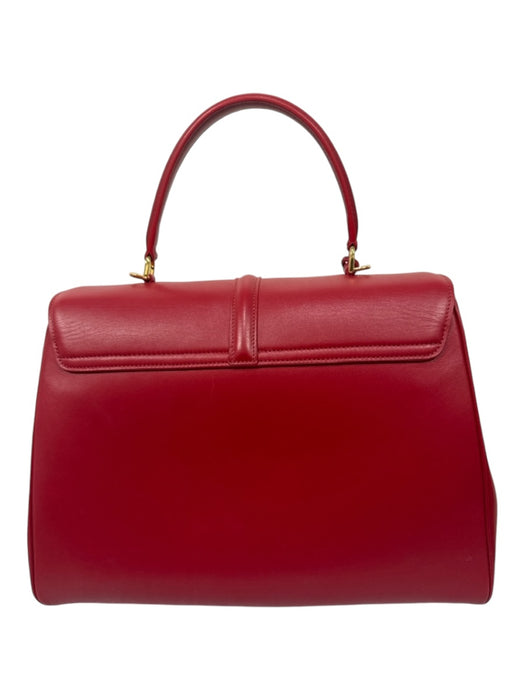 Celine Red Leather Turnlock Gold Hardware Flap Top Handle Bag Red / M