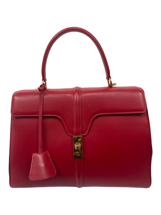 Celine Red Leather Turnlock Gold Hardware Flap Top Handle Bag Red / M