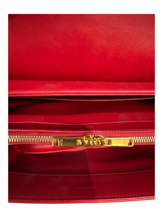 Celine Red Leather Turnlock Gold Hardware Flap Top Handle Bag Red / M