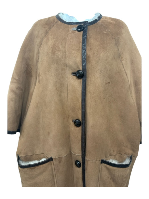 Gucci Size 38 Tan & brown Leather Shearling Button Front Short Sleeve Coat Tan & brown / 38