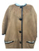 Gucci Size 38 Tan & brown Leather Shearling Button Front Short Sleeve Coat Tan & brown / 38