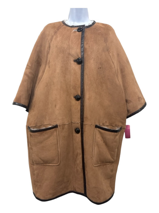 Gucci Size 38 Tan & brown Leather Shearling Button Front Short Sleeve Coat Tan & brown / 38