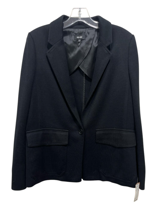 ME + EM Size 12 Black wool & acrylic blend Single Breasted Flap Pockets Jacket Black / 12