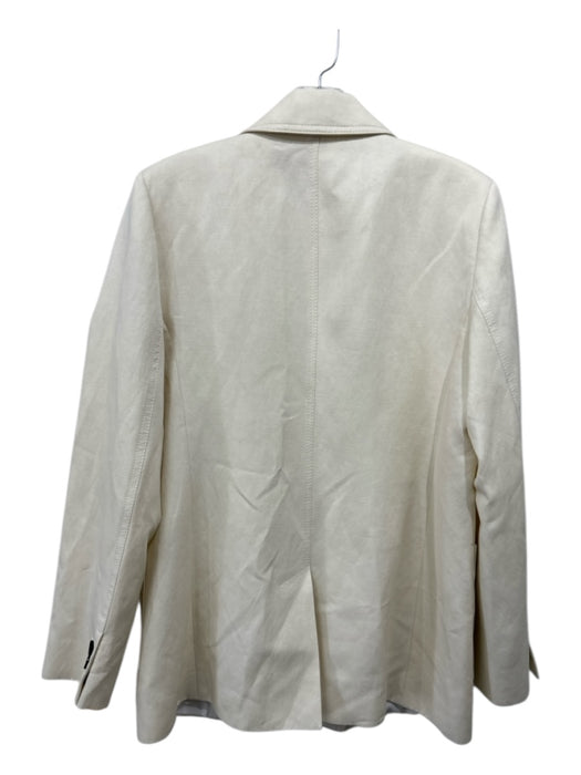 ME + EM Size 8 Cream Linen Blend Twill Single Breasted Patch Pockets Jacket Cream / 8