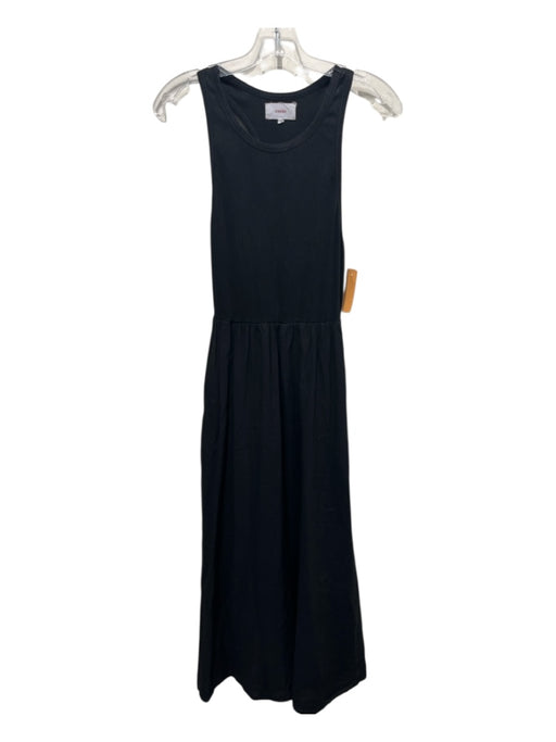 XiRENA Size M Black Cotton Ribbed Racerback Slit Pocket Maxi Dress Black / M