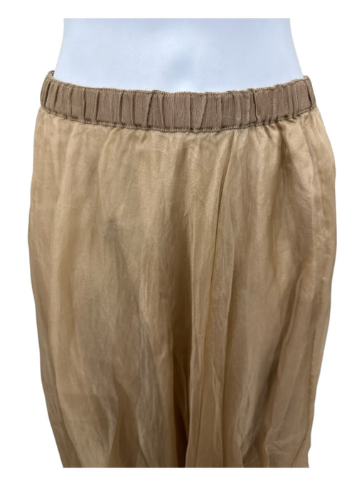 Louiza Babouryan Size M Tan Brown Silk organza overlay Elastic Waist Lined Skirt Tan Brown / M