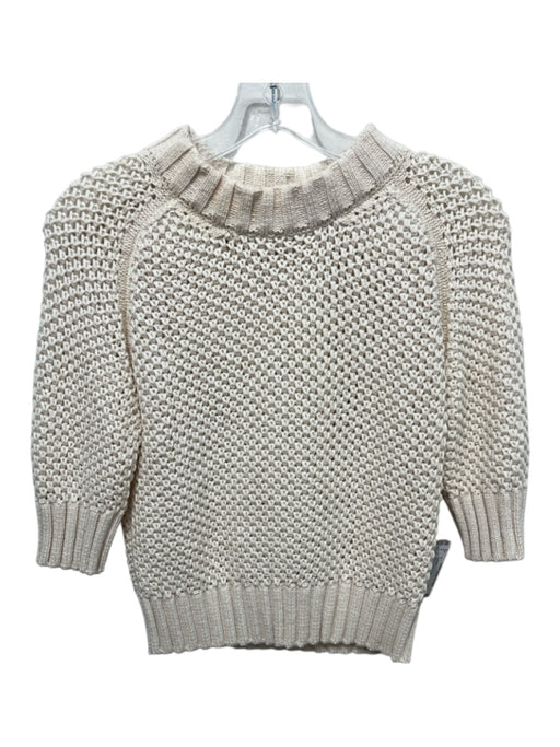 Goop G. Label Size M Cream Cotton Chunky Knit Ribbed Trim Half Sleeve Sweater Cream / M