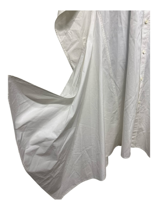Balenciaga Size 36 White Cotton Long Sleeve Button Up & Collar Side Slits Dress White / 36