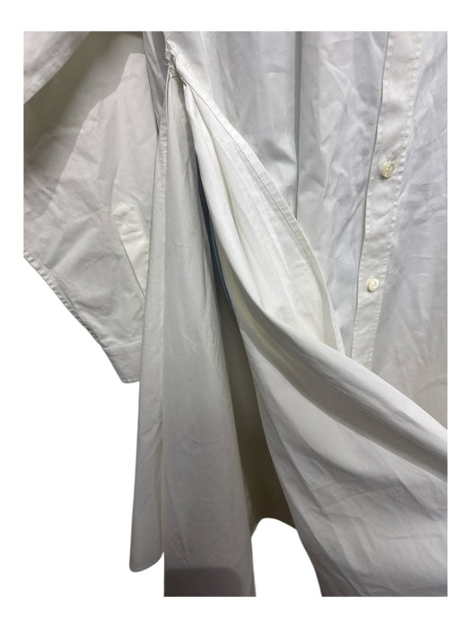 Balenciaga Size 36 White Cotton Long Sleeve Button Up & Collar Side Slits Dress White / 36