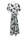 Erdem Size 10 White & Black Cotton Cap Flare Sleeve Floral Back V Dress White & Black / 10
