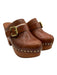Chloe Shoe Size 41 Cognac Brown Leather Upper Wood Gold Tone Hardware Clogs Cognac Brown / 41