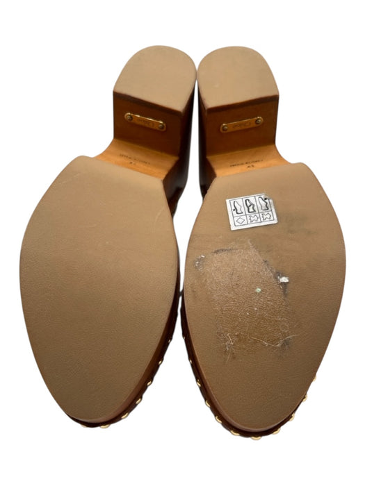 Chloe Shoe Size 41 Cognac Brown Leather Upper Wood Gold Tone Hardware Clogs Cognac Brown / 41