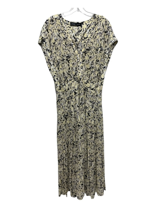 Proenza Schouler Size 8 Yellow, Black & Gray Viscose Sleeveless V Neck Dress Yellow, Black & Gray / 8