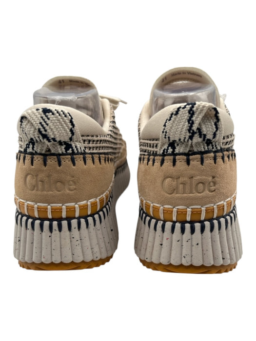 Chloe Shoe Size 41 Beige, Black, Cream Synthetic Knit Ribbed Sole Sneakers Beige, Black, Cream / 41