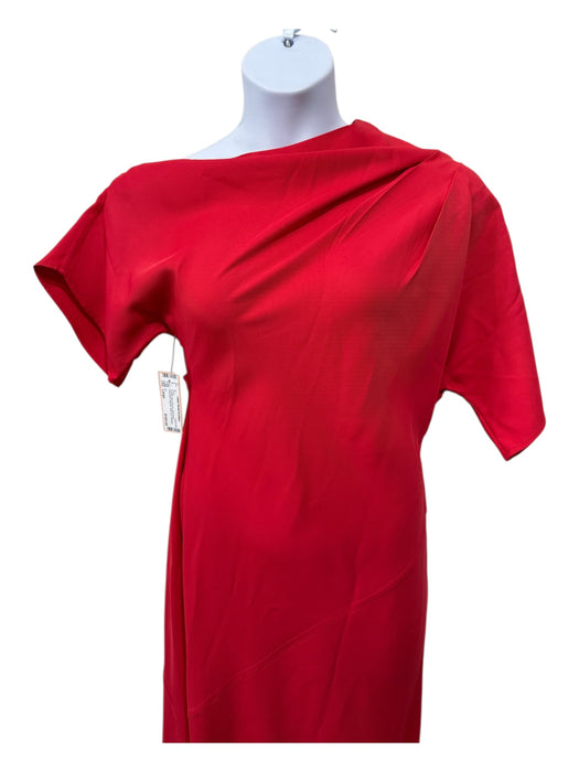 Co Size Large Tomato Red Viscose Boat Neck Assymetric Sleeves Bias Cut Dress Tomato Red / Large