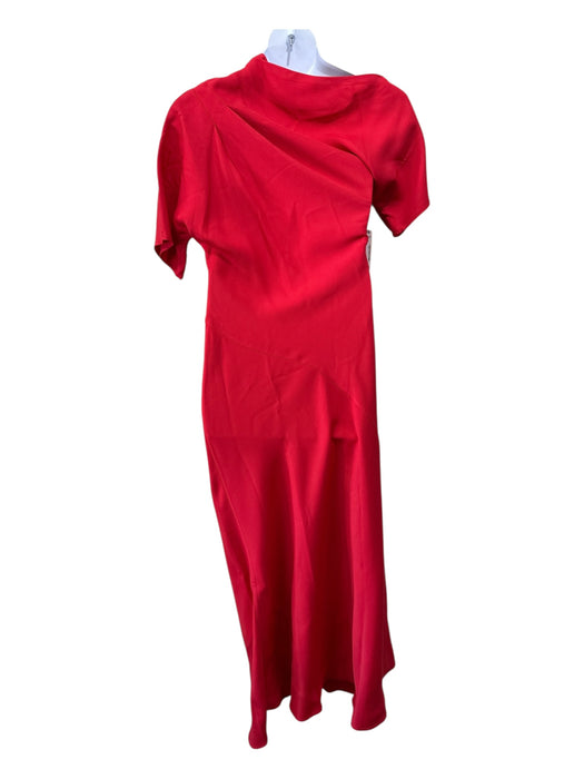 Co Size Large Tomato Red Viscose Boat Neck Assymetric Sleeves Bias Cut Dress Tomato Red / Large