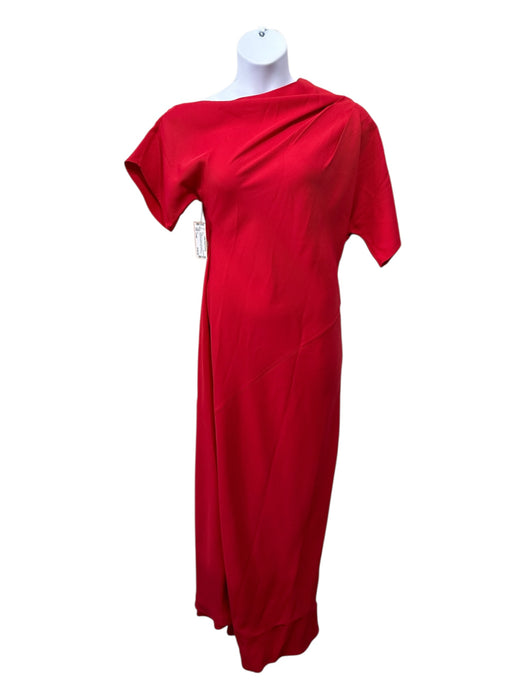 Co Size Large Tomato Red Viscose Boat Neck Assymetric Sleeves Bias Cut Dress Tomato Red / Large