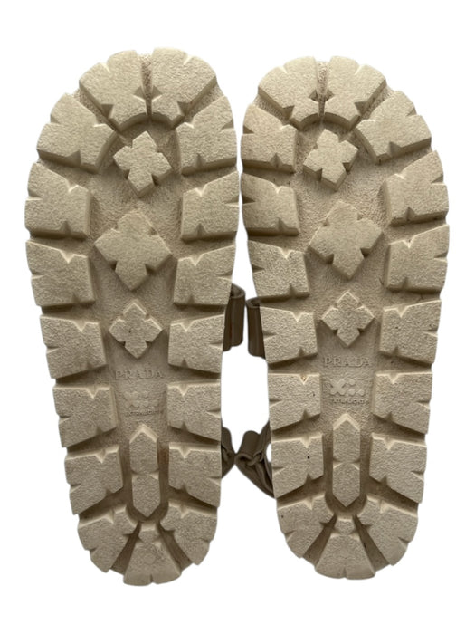 Prada Shoe Size 41 Cream Patent Leather Quilted Velcro Straps Logo Sandals Cream / 41