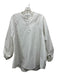 COS Size 8 Off White Cotton Long Balloon Sleeve 1/4 Button Rounded Hem Boxy Top Off White / 8