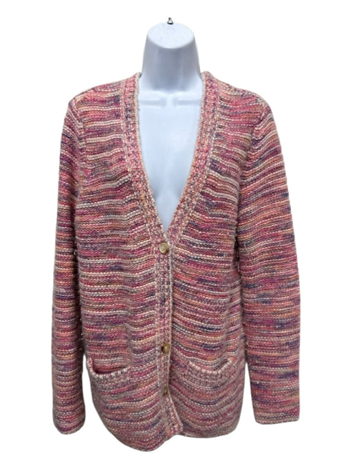 Gabriela Hearst Size L Pink, Cream, Orange, Purple Cashmere Stripe Cardigan Pink, Cream, Orange, Purple / L