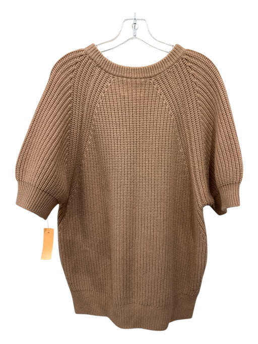 Loulou Studio Size L Tan Brown Cashmere Short Sleeve Ribbed Knit Chunky Sweater Tan Brown / L