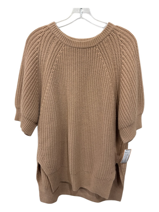 Loulou Studio Size L Tan Brown Cashmere Short Sleeve Ribbed Knit Chunky Sweater Tan Brown / L