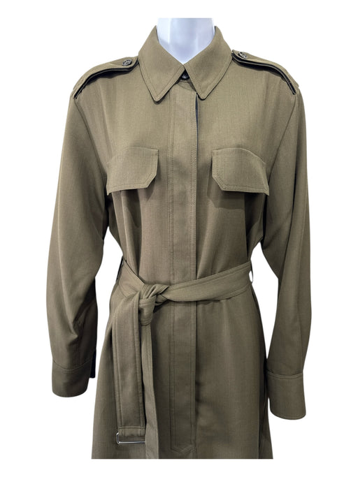 Victoria Beckham Size 8 Olive Green Wool Utility Shoulder Shirt dress Dress Olive Green / 8