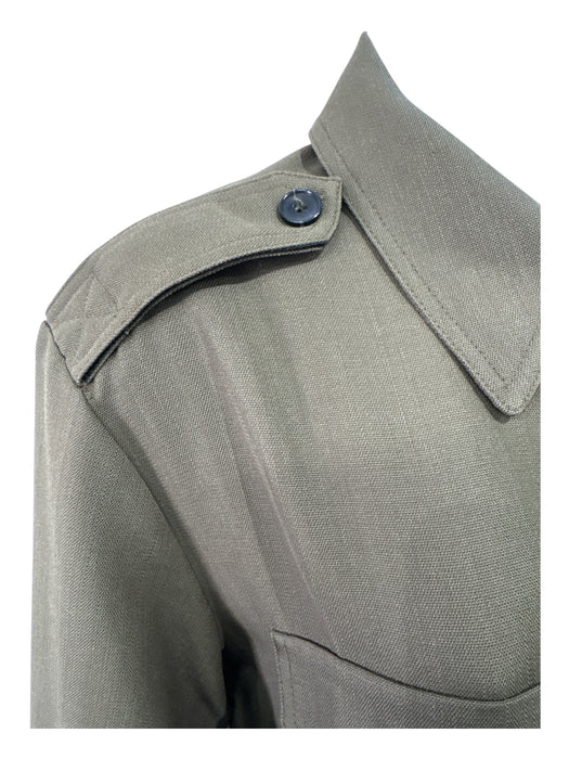 Victoria Beckham Size 8 Olive Green Wool Utility Shoulder Shirt dress Dress Olive Green / 8