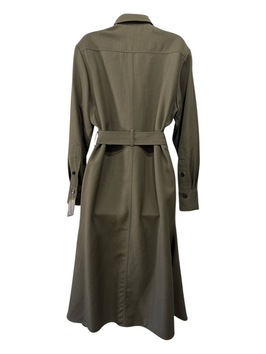 Victoria Beckham Size 8 Olive Green Wool Utility Shoulder Shirt dress Dress Olive Green / 8