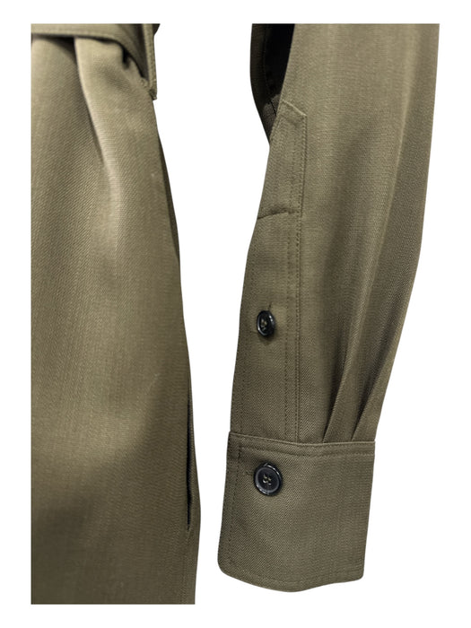 Victoria Beckham Size 8 Olive Green Wool Utility Shoulder Shirt dress Dress Olive Green / 8