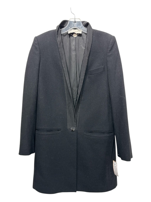 Stella McCartney Size S / 40 Black Wool & Cashmere One Button Shoulder Pads Coat Black / S / 40