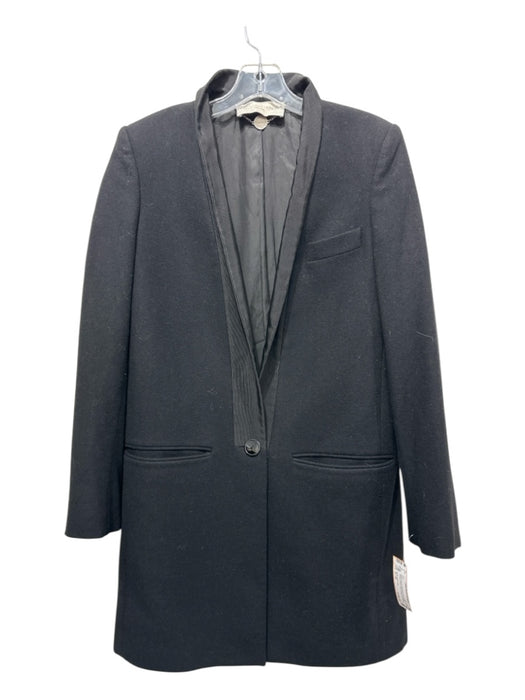 Stella McCartney Size S / 40 Black Wool & Cashmere One Button Shoulder Pads Coat Black / S / 40