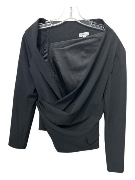 A.L.C. Size 8 Black Polyester Blend Side Gather Button & Hook Blazer Jacket Black / 8