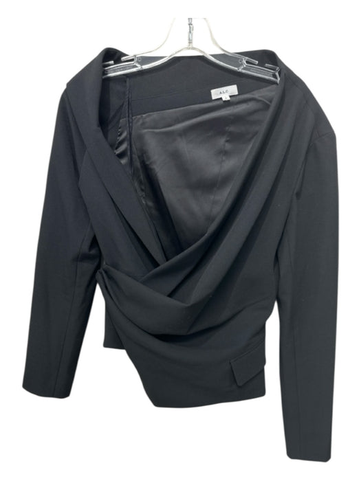 A.L.C. Size 8 Black Polyester Blend Side Gather Button & Hook Blazer Jacket Black / 8
