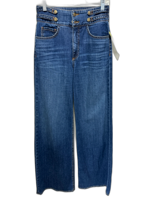 Ramy Brook Size 28 Med Wash Cotton Denim Button Detail Contrast Stitch Jeans Med Wash / 28