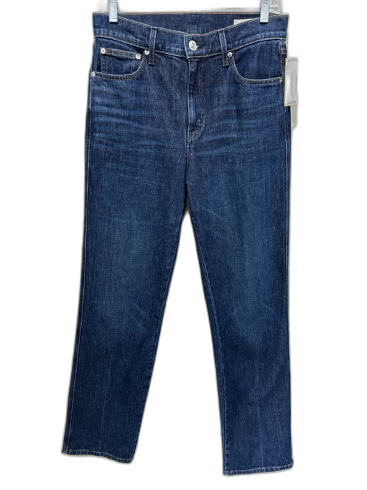 AYR Size 28 Dark Wash Cotton Denim Whiskering Zip & Button High Rise Jeans Dark Wash / 28