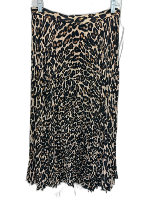 Theory Size 6 Beige, Black & Brown Recycled Polyester Side Zip Leopard Skirt Beige, Black & Brown / 6