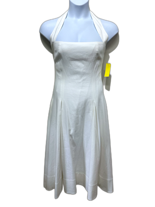 Khaite Size 10 White Cotton Halter Darted Pleat Detail Maxi Dress White / 10