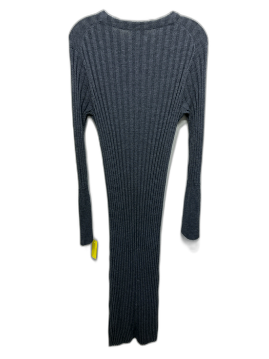 Lou Lou Studio Size L Gray Merino & Cashmere Long Sleeve Ribbed Fitted Dress Gray / L